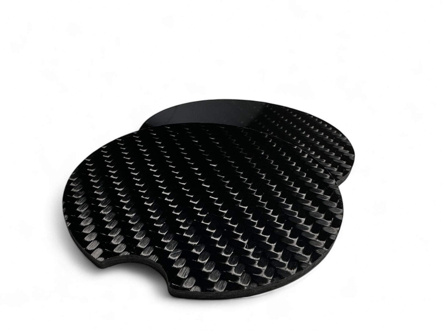Carbon Fiber Car Coasters – Gloss 2x2 Twill | Real Carbon Fiber Cup Holder Inserts (Set of 2, 2.5" or 2.75")