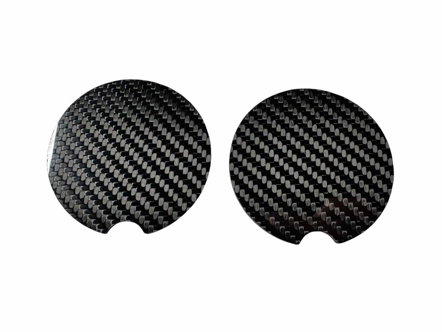 Carbon Fiber Car Coasters – Gloss 2x2 Twill | Real Carbon Fiber Cup Holder Inserts (Set of 2, 2.5" or 2.75")
