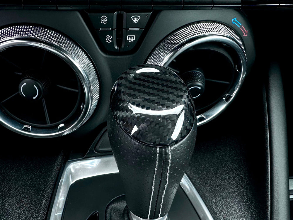2016-2024 Camaro Automatic Carbon Fiber Shift Knob Top Cover Chrome Delete Kit