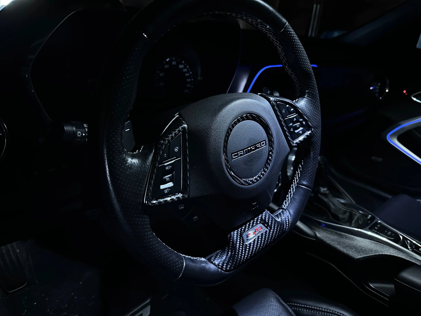 
                  
                    2016-2025 Camaro Carbon Fiber Steering Wheel Button Surround Chrome Delete Cover
                  
                