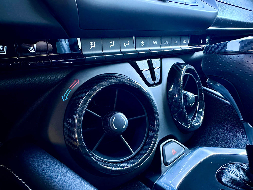 2016-2024 Camaro Center Console Carbon Fiber Air Vent Frame Covers Chrome Delete Kit