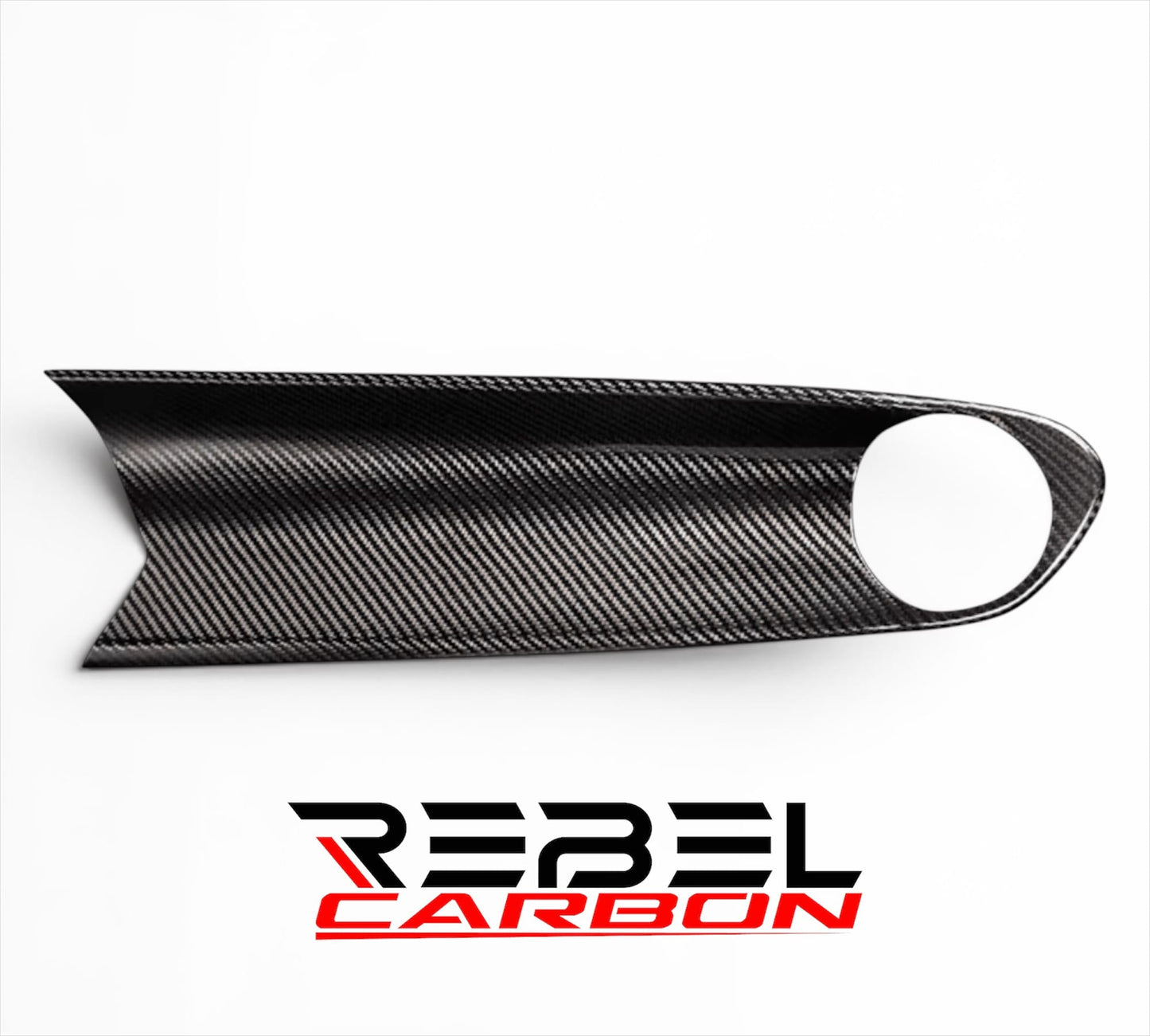 Rebel Carbon Fiber passenger dashboard trim cover for 6th-Gen Camaro with a glossy 2x2 twill weave carbon fiber finish.